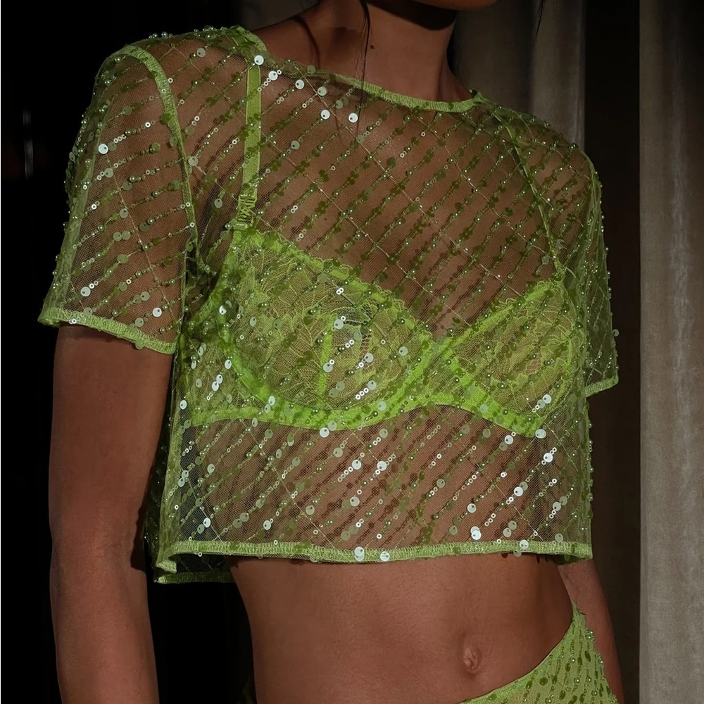 NEW WITH TAGS MESHKI SEQUIN CROP TOP